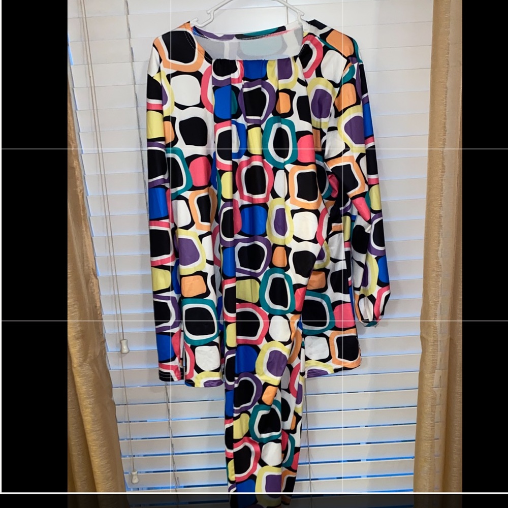 Women’s 2-piece color lump patchwork set